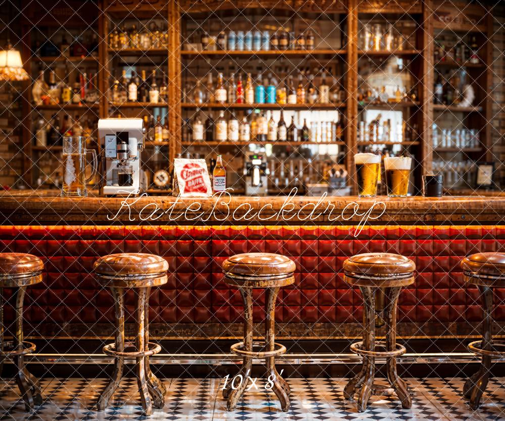 Kate Rétro Bar Comptoir Café Tabouret de bière Toile de fond conçue par Emetselch - Kate Backdrop FR