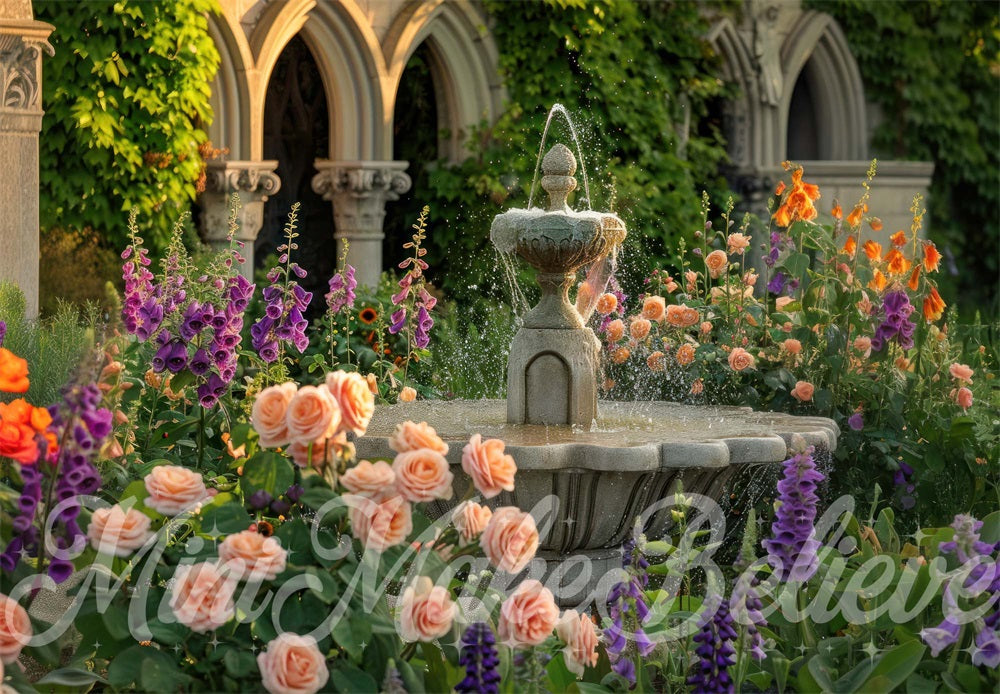 Kate Fontaine Jardin Fleurs Soleil Toile de fond conçue par Mini MakeBelieve