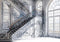 Kate Grandiose Intérieur Escalier Blanc Toile de fond conçue par Mini MakeBelieve - Kate Backdrop FR