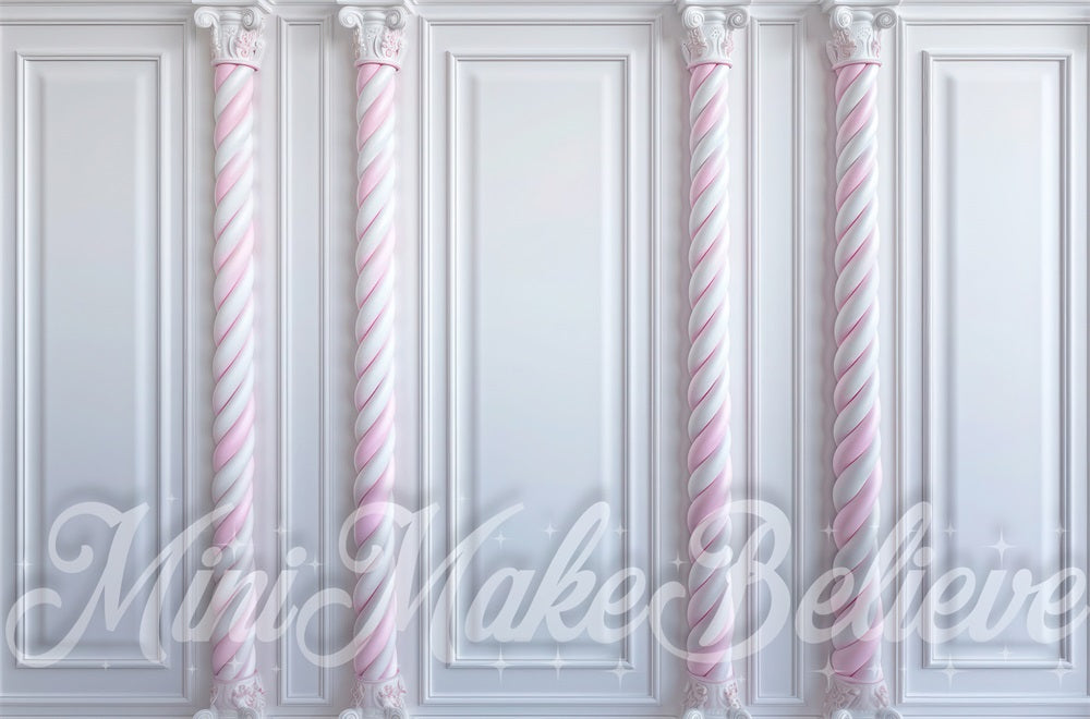 Kate Rose Blanc Canne à sucre Mur Toile de fond conçue par Mini MakeBelieve