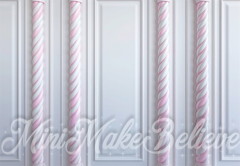Kate Rose Blanc Canne à sucre Mur Toile de fond conçue par Mini MakeBelieve
