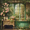 Kate Printemps Fenêtre Fleurs Intérieur Vert Toile de fond conçue par Emetselch - Kate Backdrop FR