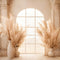 Kate Bohème Roseau Colonne Fenêtre en arc Beige Toile de fond conçue par Emetselch - Kate Backdrop FR