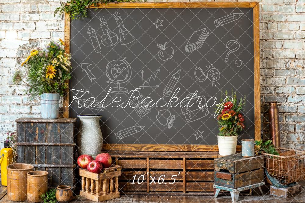 Kate Retour à l'école Boîte Marron Tableau noir Toile de fond conçue par Emetselch - Kate Backdrop FR