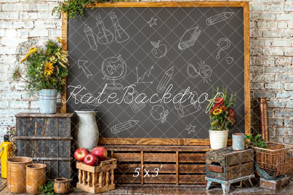 Kate Retour à l'école Boîte Marron Tableau noir Toile de fond conçue par Emetselch - Kate Backdrop FR