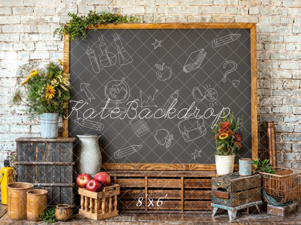 Kate Retour à l'école Boîte Marron Tableau noir Toile de fond conçue par Emetselch - Kate Backdrop FR