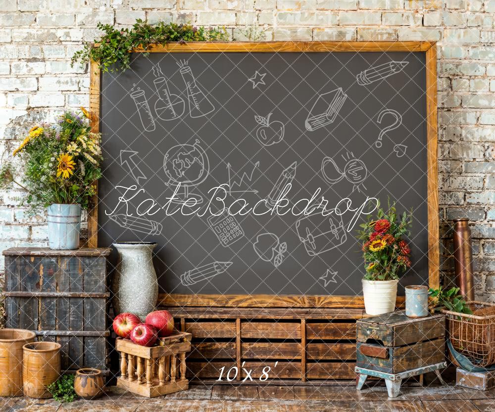 Kate Retour à l'école Boîte Marron Tableau noir Toile de fond conçue par Emetselch - Kate Backdrop FR