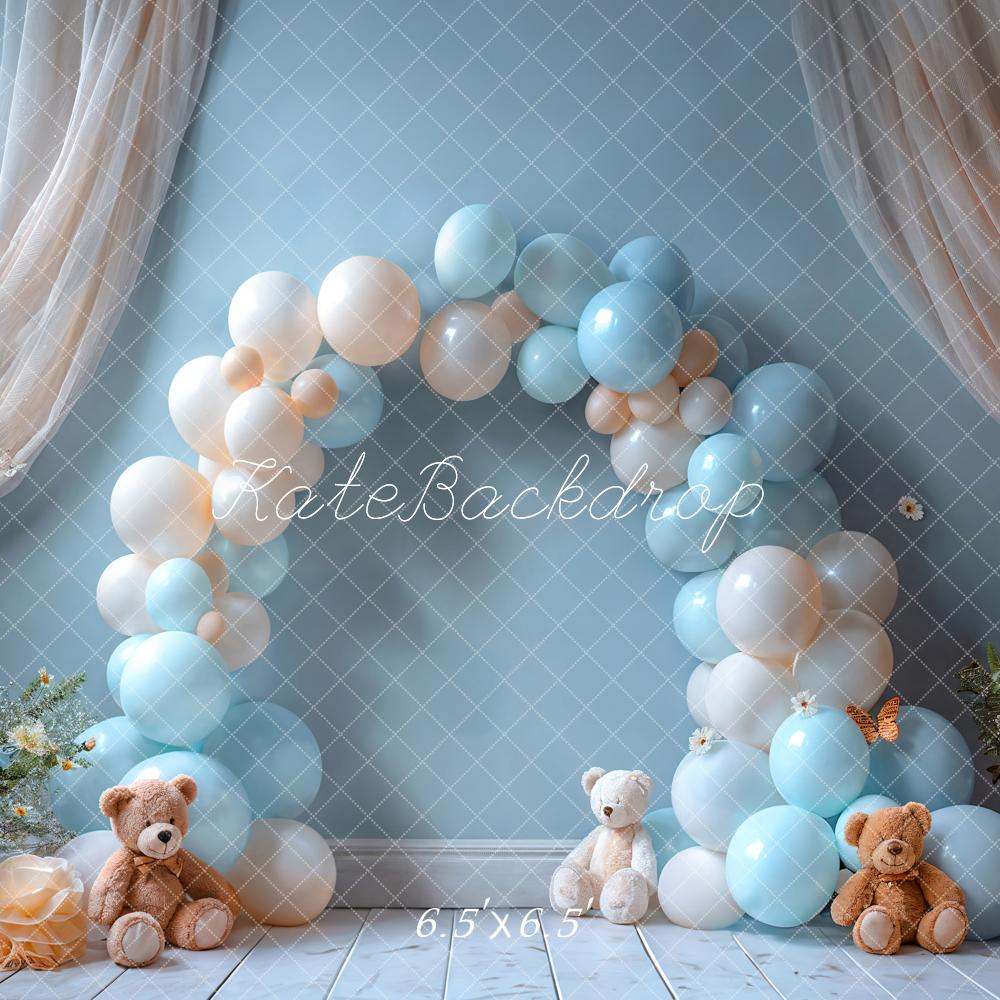 Kate Cake smash Arche de ballons Bleu Ours Toile de fond conçue par Emetselch