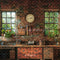 Kate Fête des pères Mur de briques Horloge Fenêtre Toile de fond conçue par Emetselch - Kate Backdrop FR