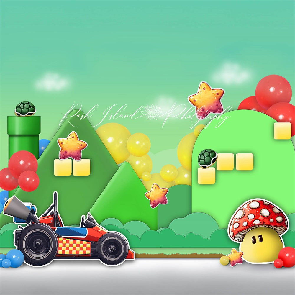Kate Super Terrain de Karting Toile de fond conçue par Laura Bybee - Kate Backdrop FR