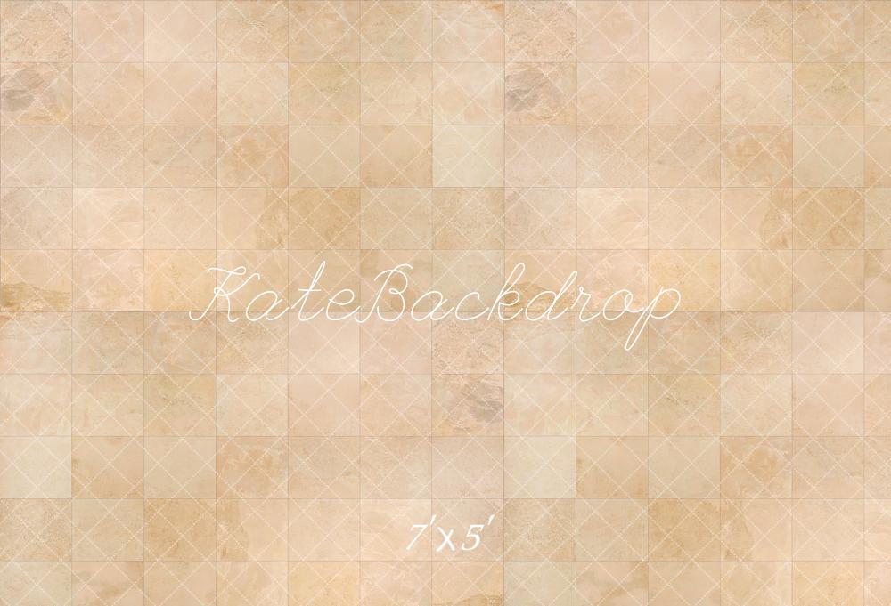 Kate Vintage Brun clair Marbre Texture à carreaux Sol Toile de fond conçue par Kate Image - Kate Backdrop FR