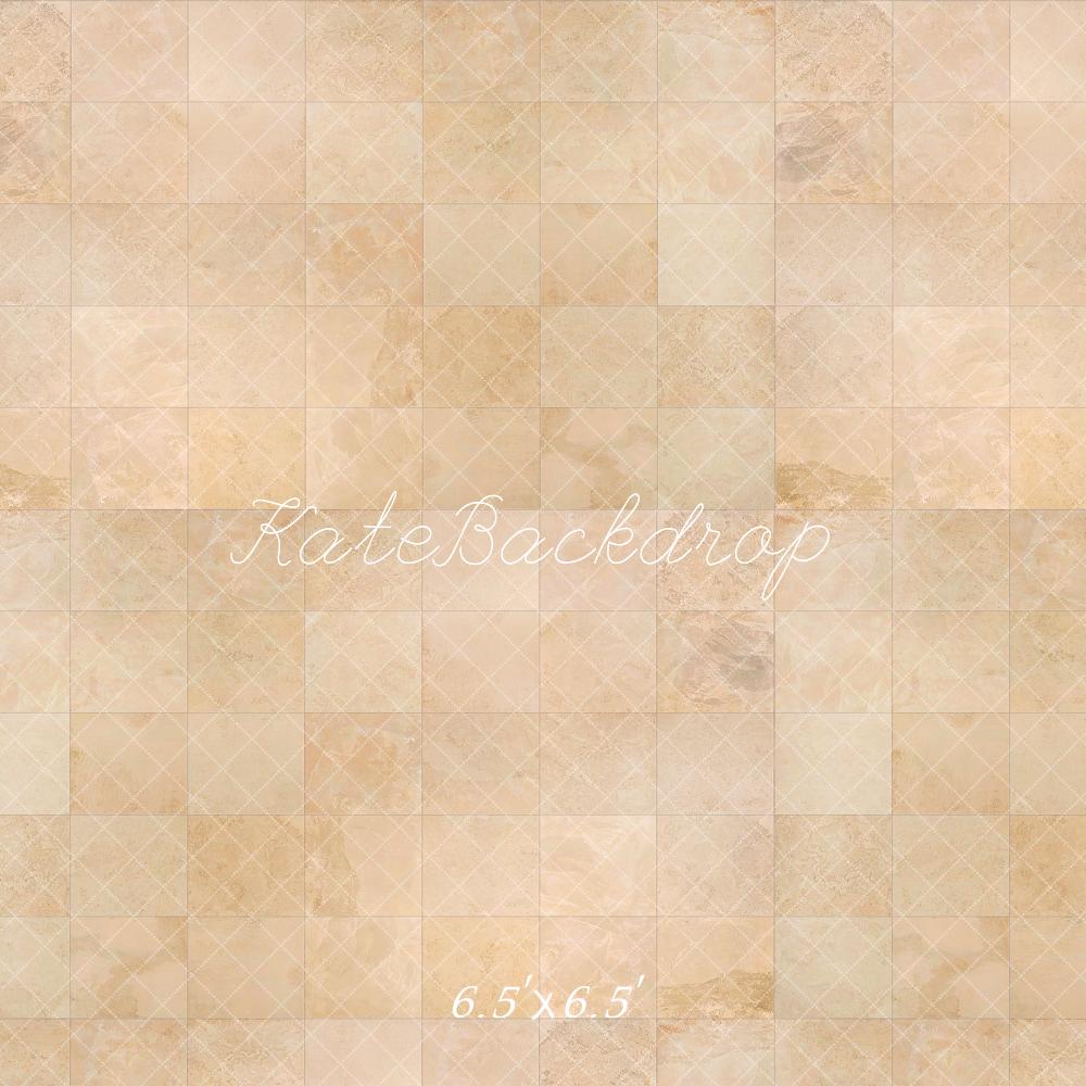 Kate Vintage Brun clair Marbre Texture à carreaux Sol Toile de fond conçue par Kate Image - Kate Backdrop FR