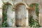Kate Printemps Plante verte Beige Arche Mur Ancien Toile de fond conçue par Emetselch - Kate Backdrop FR