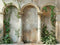 Kate Printemps Plante verte Beige Arche Mur Ancien Toile de fond conçue par Emetselch - Kate Backdrop FR
