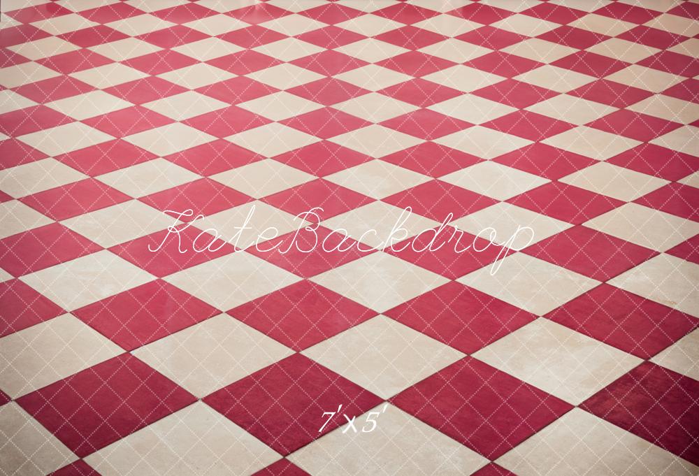 Kate Classique Carreaux Rouge et Blanc Sol Toile de fond conçue par Kate Image - Kate Backdrop FR