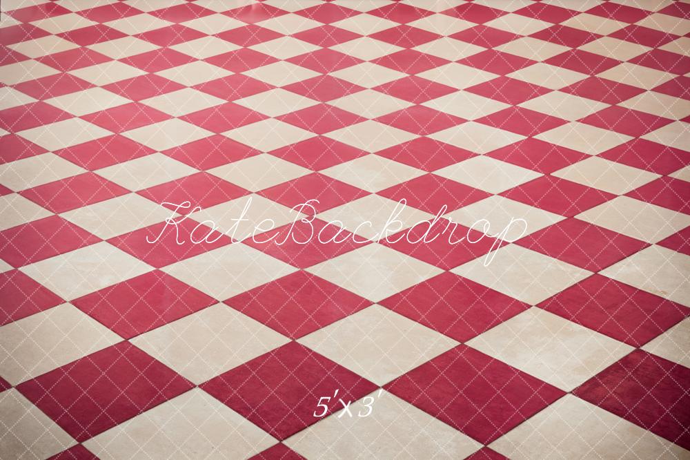 Kate Classique Carreaux Rouge et Blanc Sol Toile de fond conçue par Kate Image - Kate Backdrop FR