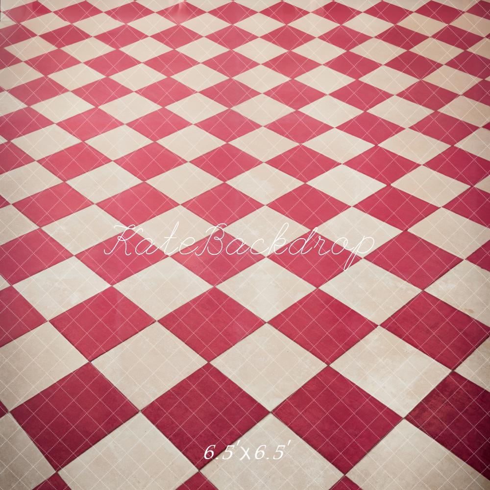 Kate Classique Carreaux Rouge et Blanc Sol Toile de fond conçue par Kate Image - Kate Backdrop FR