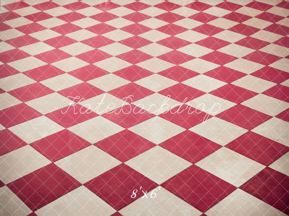 Kate Classique Carreaux Rouge et Blanc Sol Toile de fond conçue par Kate Image - Kate Backdrop FR