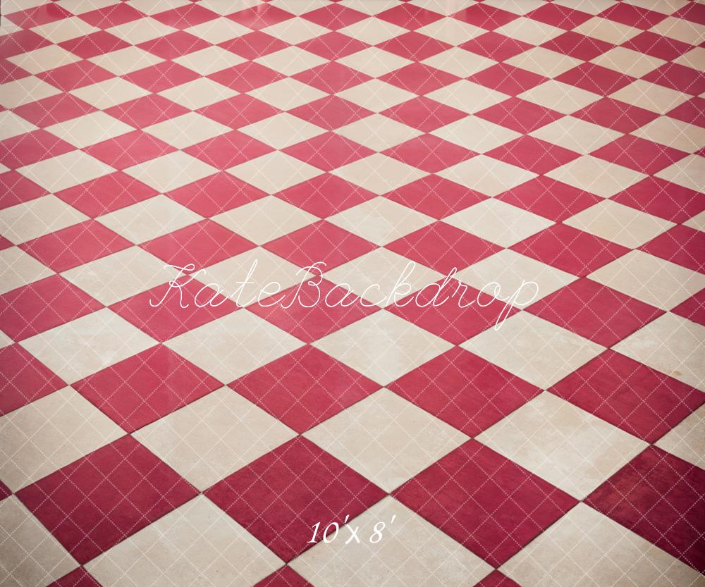 Kate Classique Carreaux Rouge et Blanc Sol Toile de fond conçue par Kate Image - Kate Backdrop FR