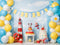 Kate Anniversaire Chiens Ballon Phare Gâteaux Toile de fond conçue par Emetselch - Kate Backdrop FR