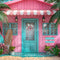 Kate Été Maison en bois Planche de surf Rose Toile de fond conçue par Chain Photographie - Kate Backdrop FR