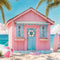 Kate Été Mer Plage Maison Rose Vacances Toile de fond conçue par Chain Photographie - Kate Backdrop FR
