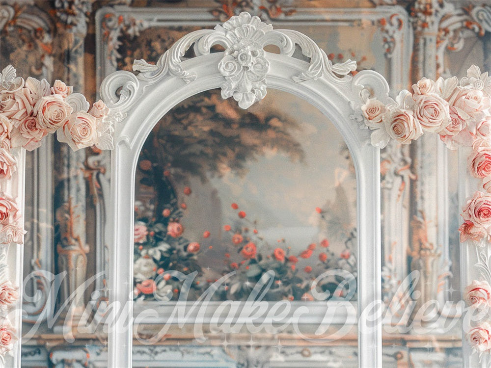 Kate Blanc Beaux-Arts Fleurs Élégant Arche Toile de fond conçue par Mini MakeBelieve