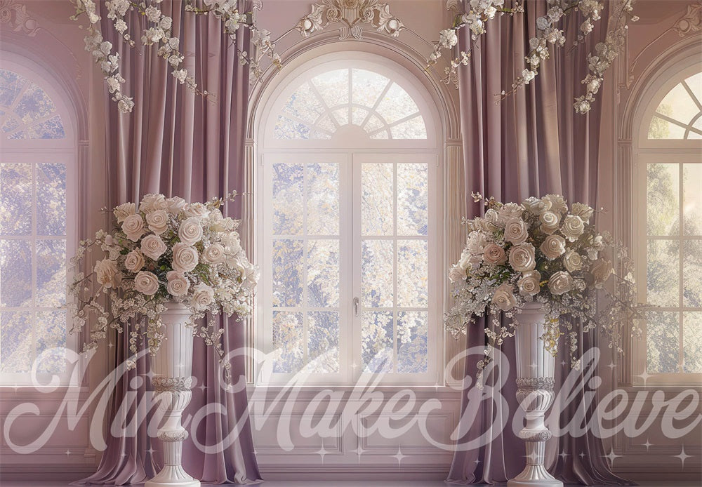 Kate Mauve Orné Chambre Fenêtre Toile de fond conçue par Mini MakeBelieve