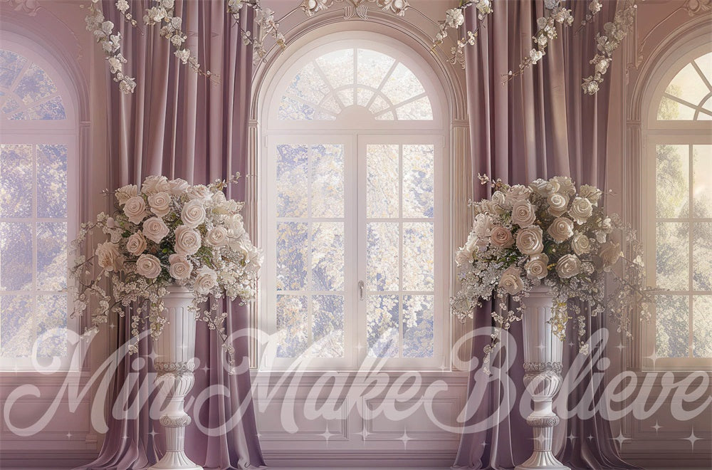 Kate Mauve Orné Chambre Fenêtre Toile de fond conçue par Mini MakeBelieve - Kate Backdrop FR
