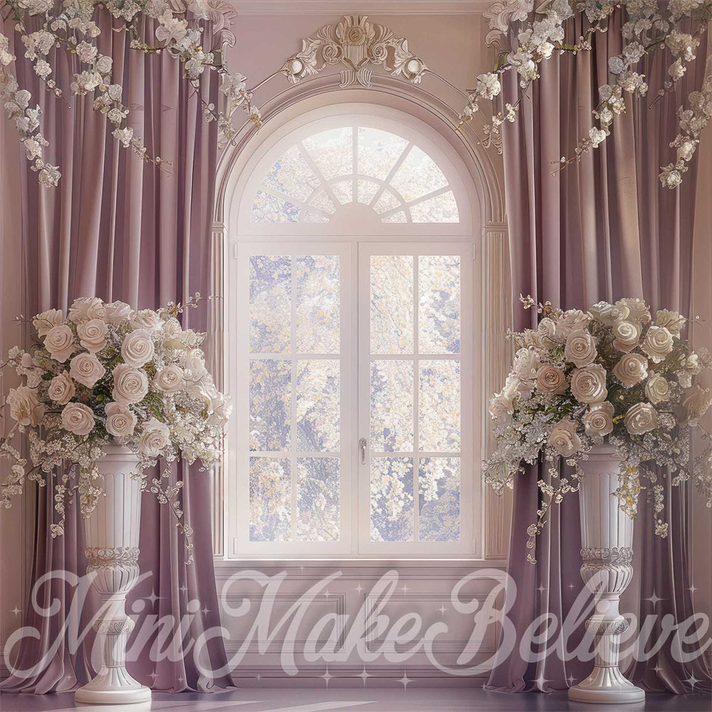 Kate Mauve Orné Chambre Fenêtre Toile de fond conçue par Mini MakeBelieve - Kate Backdrop FR