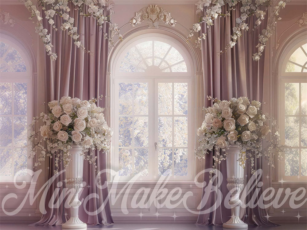 Kate Mauve Orné Chambre Fenêtre Toile de fond conçue par Mini MakeBelieve - Kate Backdrop FR