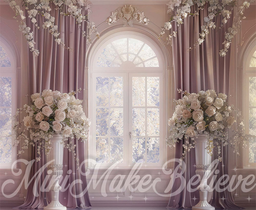 Kate Mauve Orné Chambre Fenêtre Toile de fond conçue par Mini MakeBelieve - Kate Backdrop FR