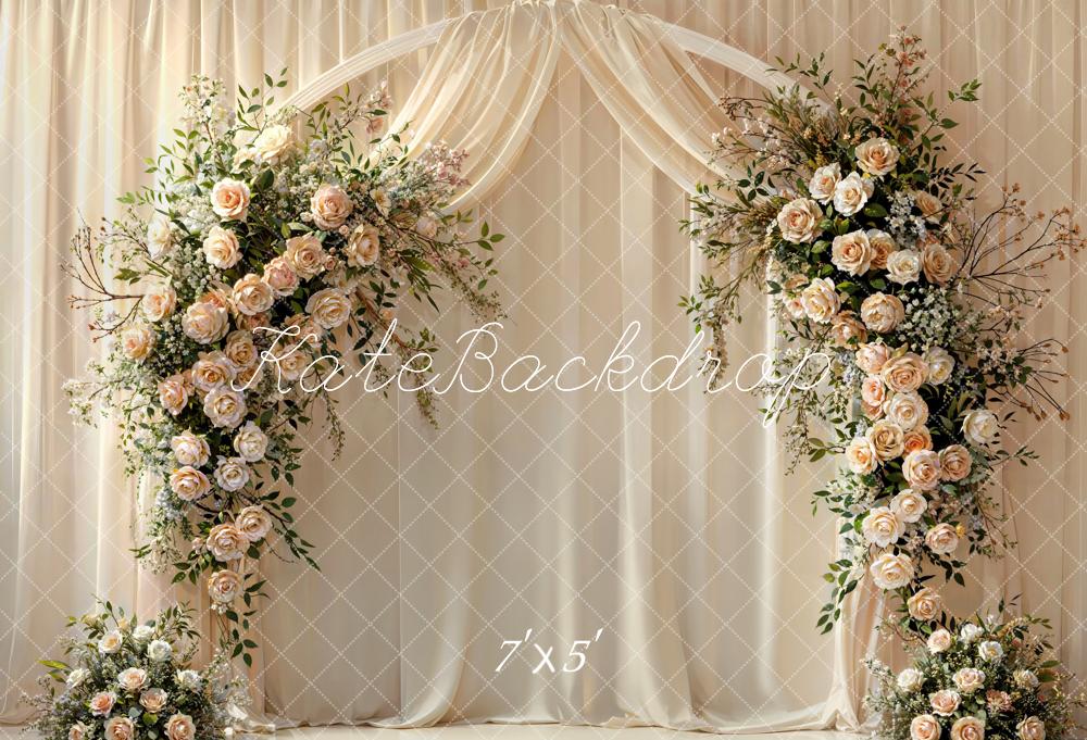Kate Arche Floral Rideaux Blanc Mariage Toile de fond conçue par Emetselch - Kate Backdrop FR