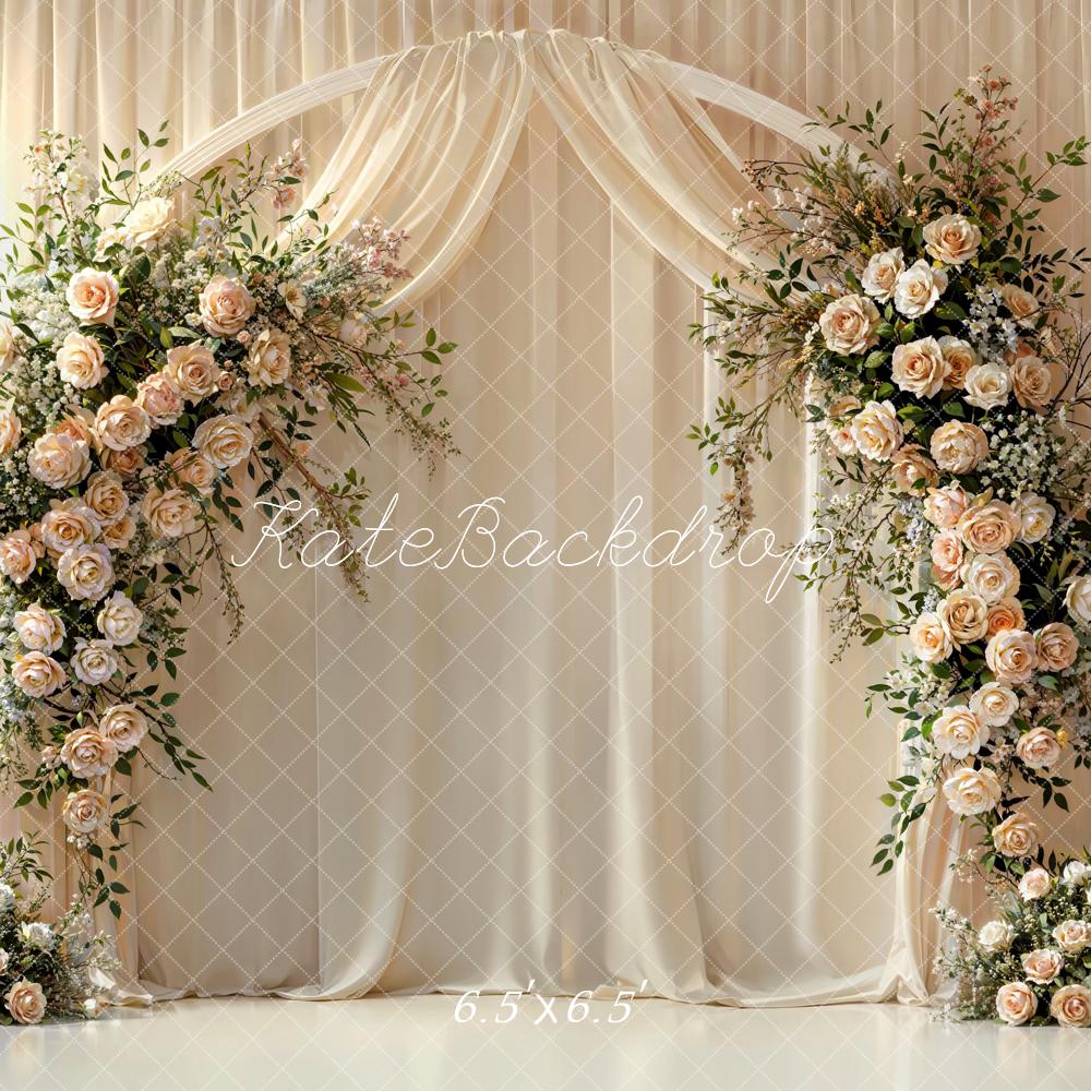 Kate Arche Floral Rideaux Blanc Mariage Toile de fond conçue par Emetselch - Kate Backdrop FR