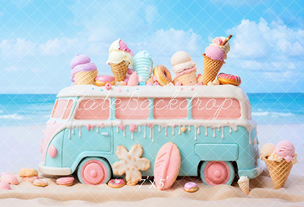 Kate Été Mer Jouet Voiture de Crème glacée Toile de fond conçue par Chain Photographie - Kate Backdrop FR