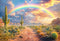 Kate Désert Cactus Arc-en-ciel Nuages Route Toile de fond conçue par Emetselch - Kate Backdrop FR