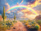 Kate Désert Cactus Arc-en-ciel Nuages Route Toile de fond conçue par Emetselch - Kate Backdrop FR