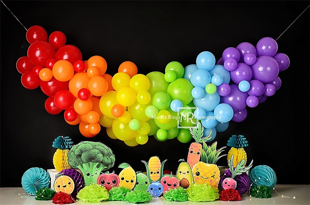 Kate Heureux Fruits et Légumes Ballon Coloré Toile de fond conçue par Mandy Ringe - Kate Backdrop FR