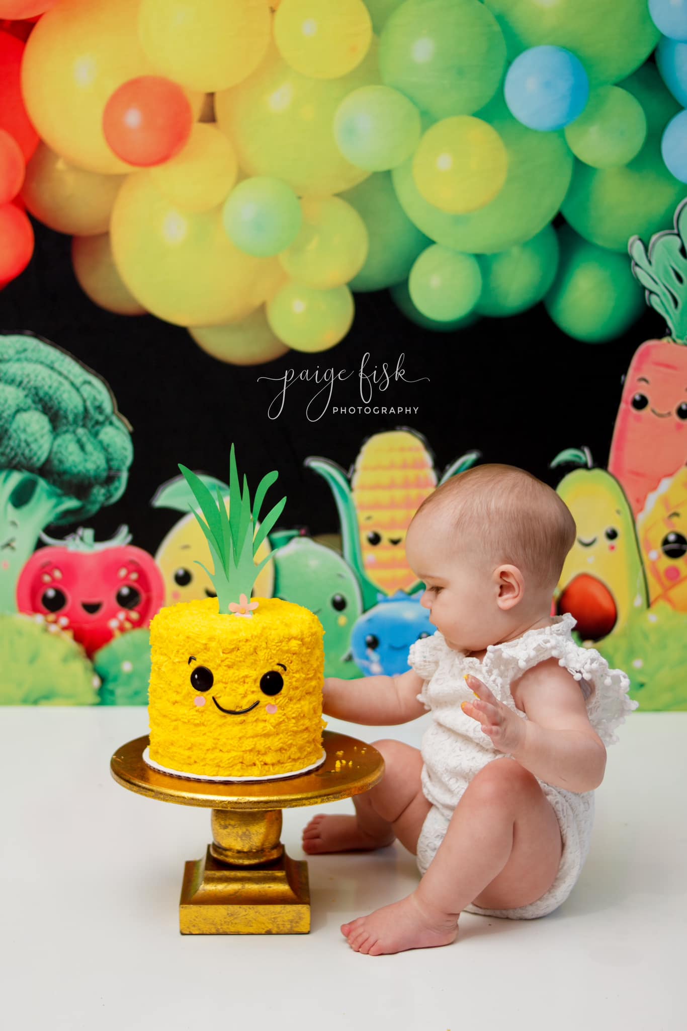 Kate Heureux Fruits et Légumes Ballon Coloré Toile de fond conçue par Mandy Ringe - Kate Backdrop FR