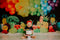 Kate Heureux Fruits et Légumes Ballon Coloré Toile de fond conçue par Mandy Ringe - Kate Backdrop FR