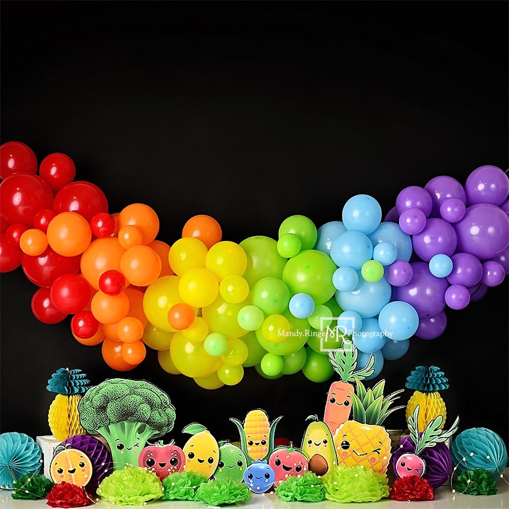 Kate Heureux Fruits et Légumes Ballon Coloré Toile de fond conçue par Mandy Ringe - Kate Backdrop FR