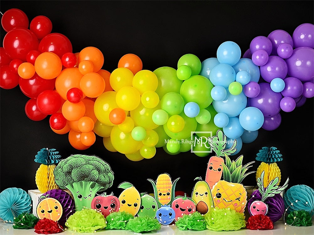 Kate Heureux Fruits et Légumes Ballon Coloré Toile de fond conçue par Mandy Ringe - Kate Backdrop FR