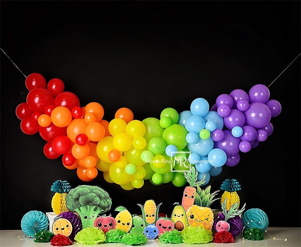 Kate Heureux Fruits et Légumes Ballon Coloré Toile de fond conçue par Mandy Ringe - Kate Backdrop FR