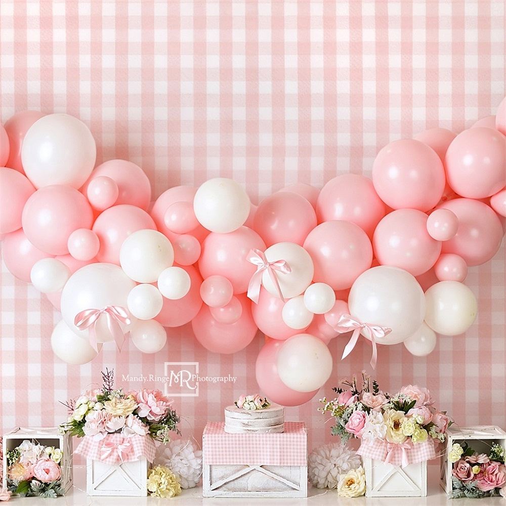 Kate Rose Vichy Noeud papillon Fleurs Anniversaire Toile de fond conçue par Mandy Ringe - Kate Backdrop FR