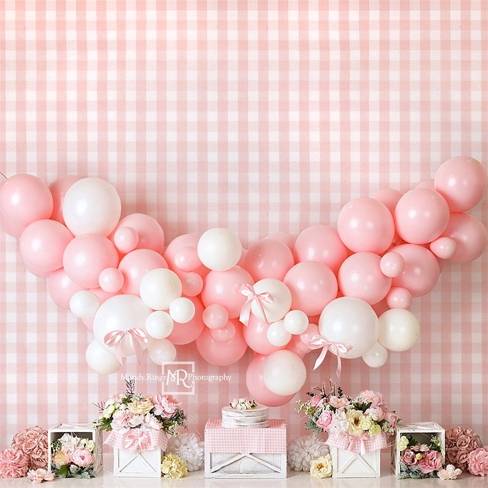Kate Rose Vichy Noeud papillon Fleurs Anniversaire Toile de fond conçue par Mandy Ringe - Kate Backdrop FR