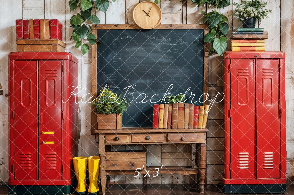 Kate Retour à l'école Casier Livre Bureau en bois Toile de fond conçue par Emetselch - Kate Backdrop FR