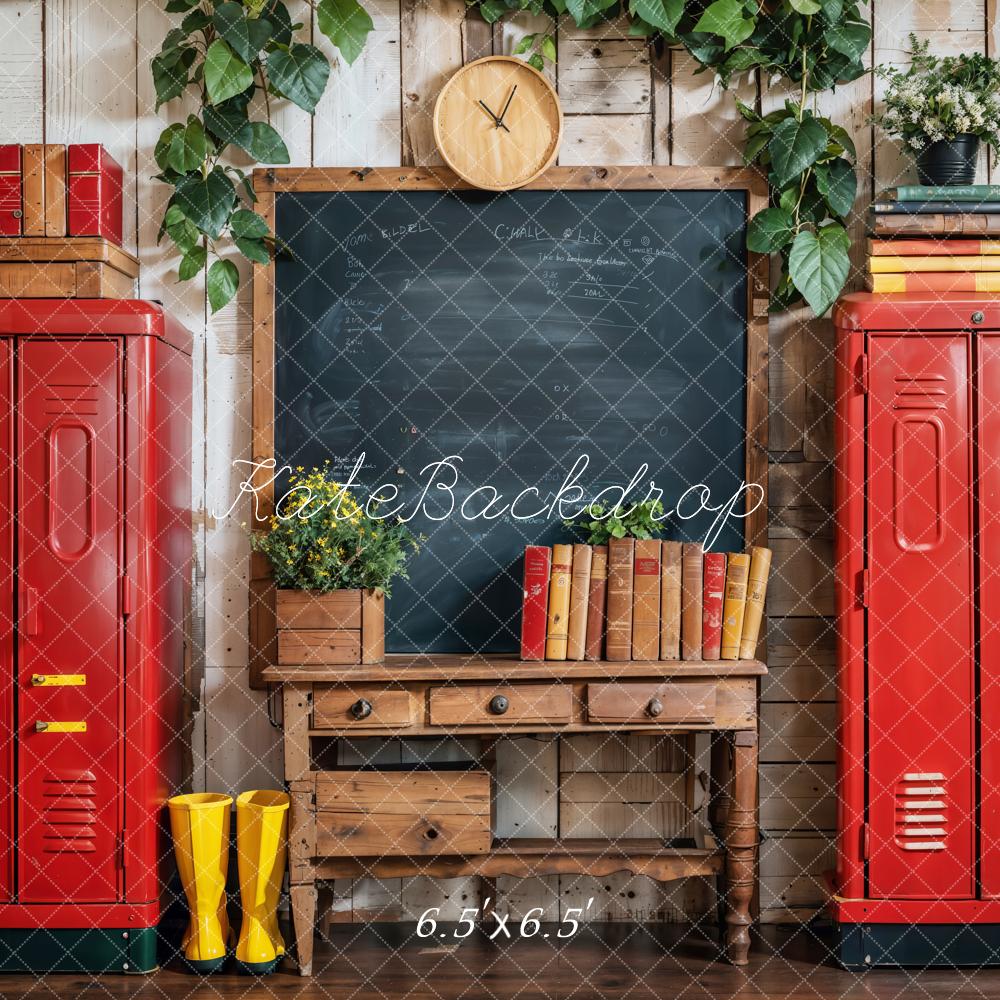 Kate Retour à l'école Casier Livre Bureau en bois Toile de fond conçue par Emetselch - Kate Backdrop FR