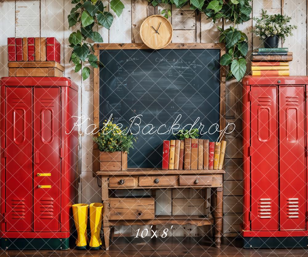 Kate Retour à l'école Casier Livre Bureau en bois Toile de fond conçue par Emetselch - Kate Backdrop FR
