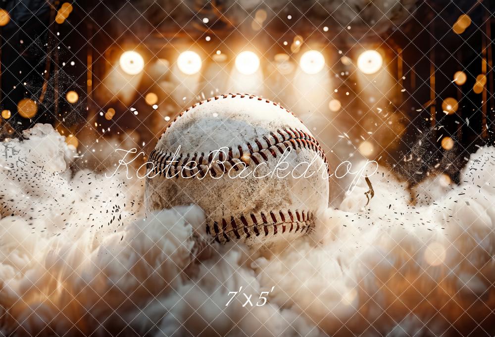 Kate Blanc Base-ball Sport Bokeh Fumée Stade Toile de fond conçue par Chain Photographie - Kate Backdrop FR