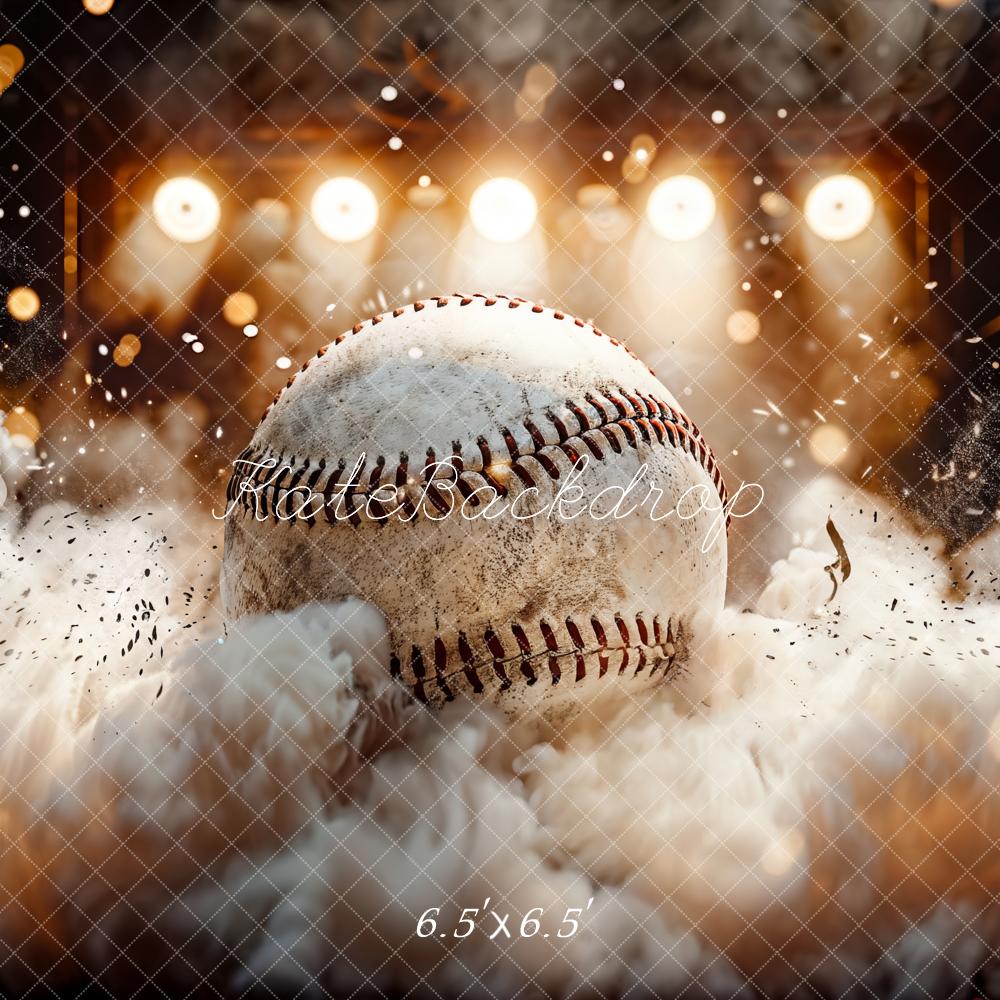 Kate Blanc Base-ball Sport Bokeh Fumée Stade Toile de fond conçue par Chain Photographie - Kate Backdrop FR